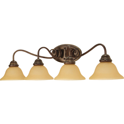 Nuvo Lighting 60/1036  Castillo - 4 Light - 33" - Wall Fixture with Champagne Linen Washed Glass in Sonoma Bronze Finish
